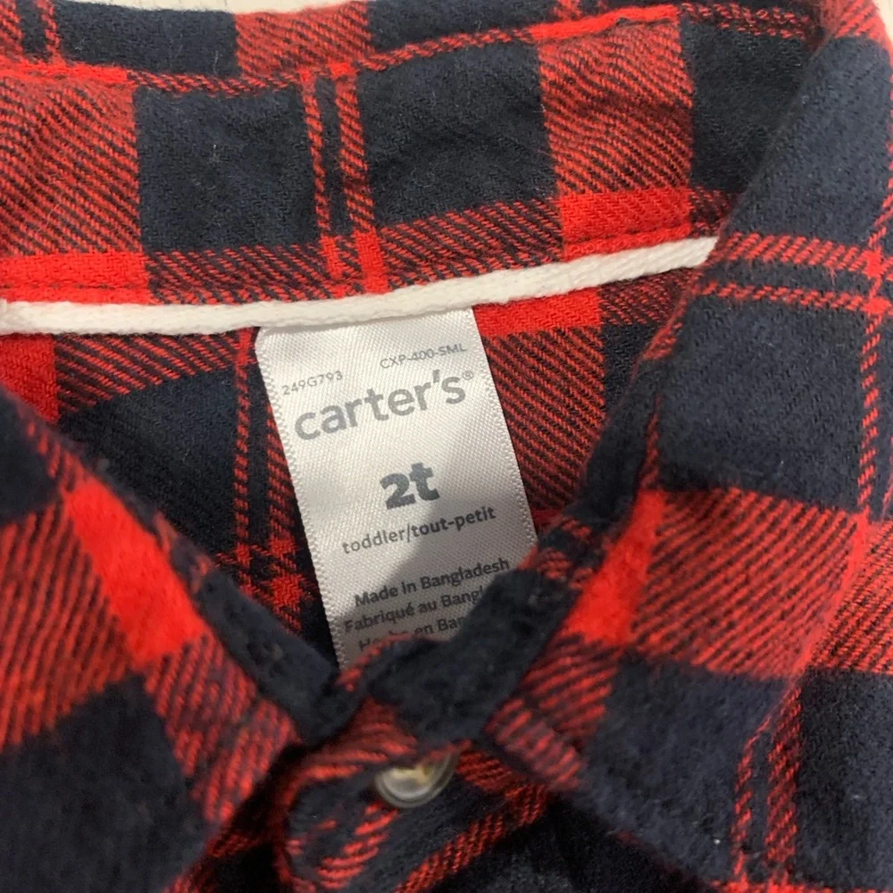 Carter's Vibrant Plaid Button Down Shirts - Red and Orange / Jean & Sweat-pant - Picture 14 of 14